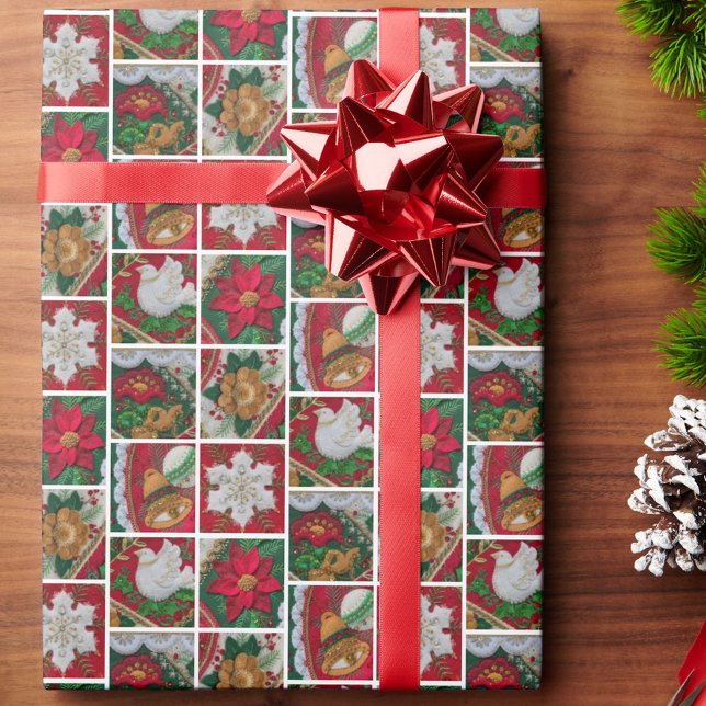 Papier Cadeau Élégant Noël de vacances Couleurs traditionnelles (Créateur téléchargé)
