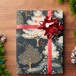 Papier Cadeau Élégant Noël des bois d'hiver