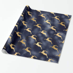 Papier Cadeau Élégant Noël des rennes d'or