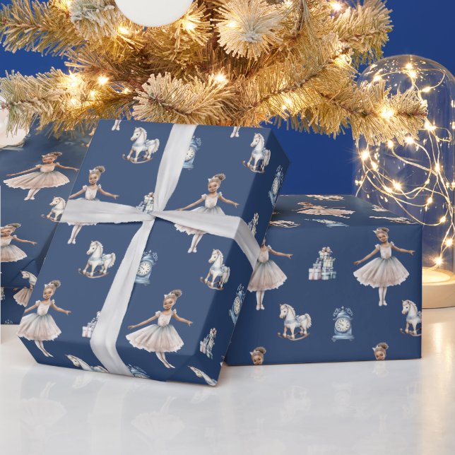Papier Cadeau Élégant Noël mignon fille (Vacances)