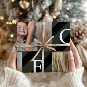 Papier Cadeau Élégant Noël Stripes Photo Collage Vacances