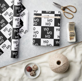 Papier Cadeau Élégant Noir blanc moderne typographie Noël