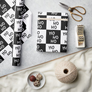 Papier Cadeau Élégant Noir blanc moderne typographie Noël