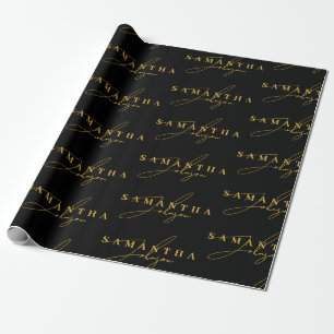 Papier Cadeau Élégant noir & or signature de luxe Script