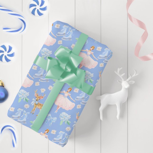 Papier Cadeau Élégant Nutcracker Ballerina Bows Ice Patins (Créateur téléchargé)