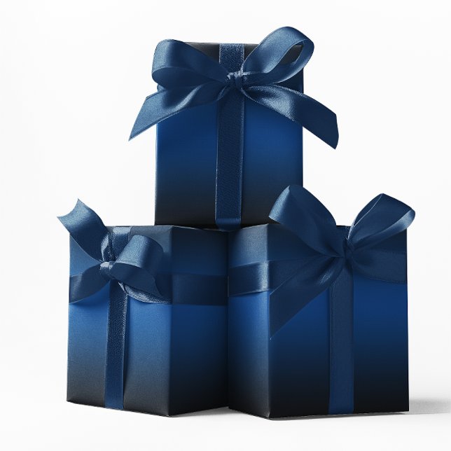 Papier Cadeau Elégant Ombre noir et bleu profond (Elegant Deep Blue and Black Ombre Wrapping Paper)