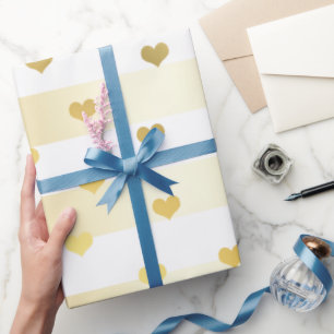 Papier Cadeau Elégant or & blanc Valentine's day coeur motif