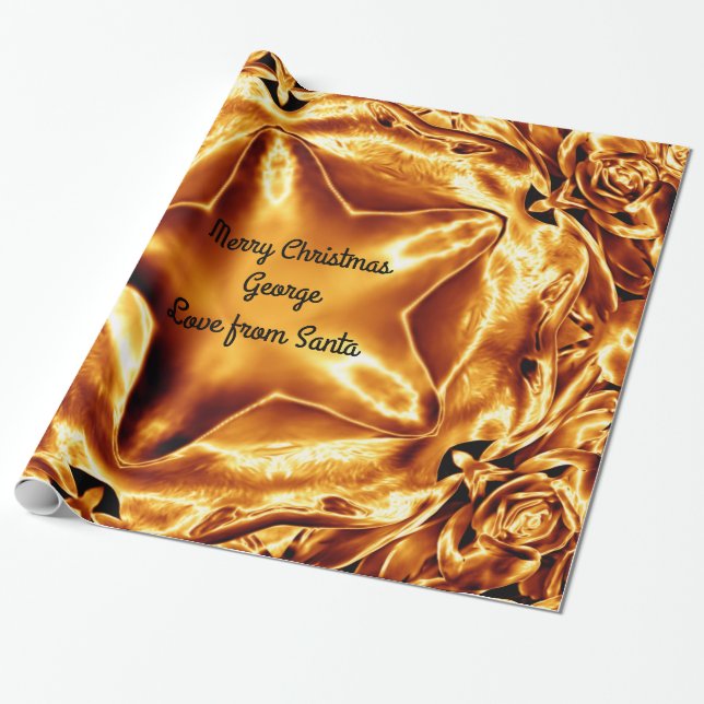 Papier Cadeau Élégant or cuivre de Noël Star Chic brillant (Déroulé)