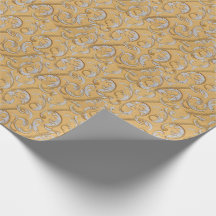 Elégant or et Argent Scroll Damask