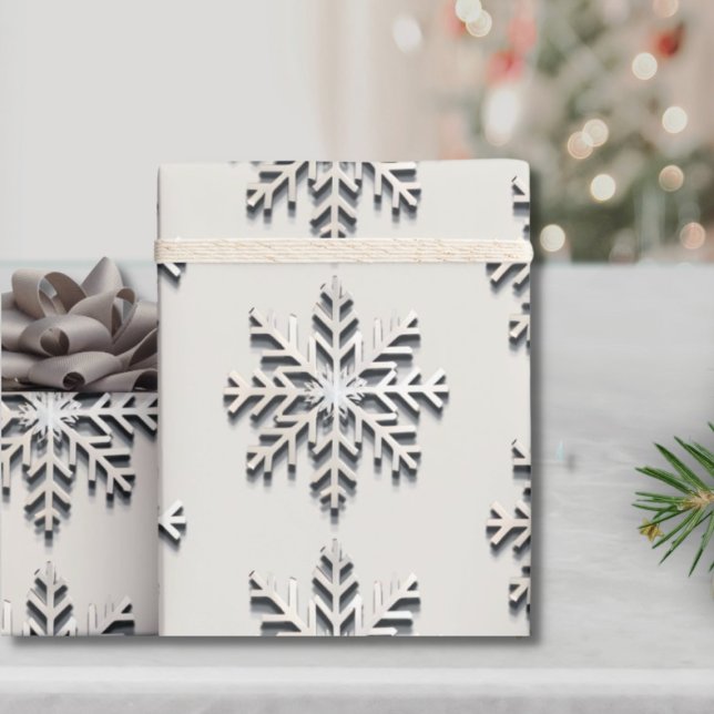 Papier Cadeau Élégant papier d'enveloppement de flocon d'argent  (Créateur téléchargé)