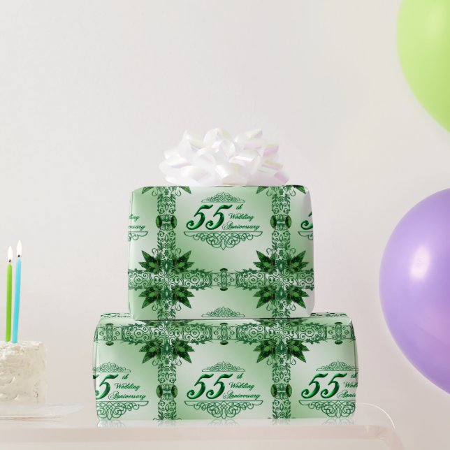 Papier Cadeau Élégant papier d'enveloppement du 55e anniversaire (Cadeaux de fête)