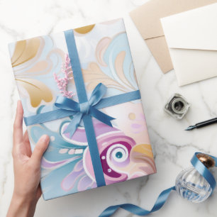 Papier Cadeau Élégant Pastel Abstrait Paisley Floral violet