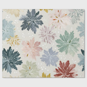 Papier Cadeau Élégant Pastel Floral Snowflake Motif sans couture