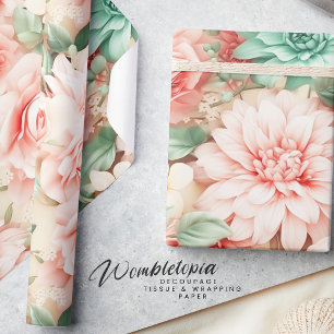 Papier Cadeau Elégant Pastel Peach Floral Aquarelle
