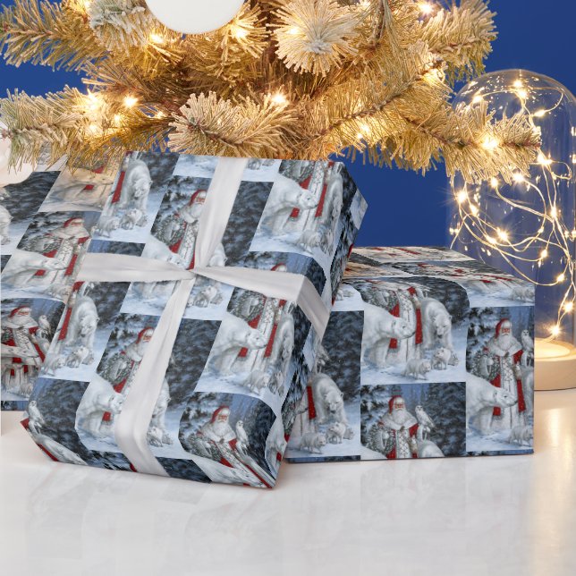 Papier Cadeau Élégant Père Noël et ours polaires Noël (Vacances)