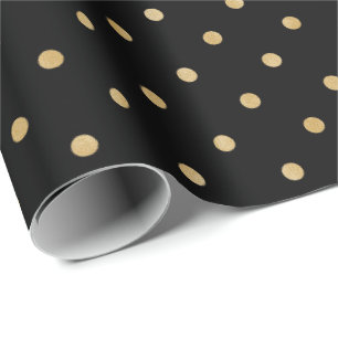 Papier Cadeau Élégant Pois moderne Black Gold Motif