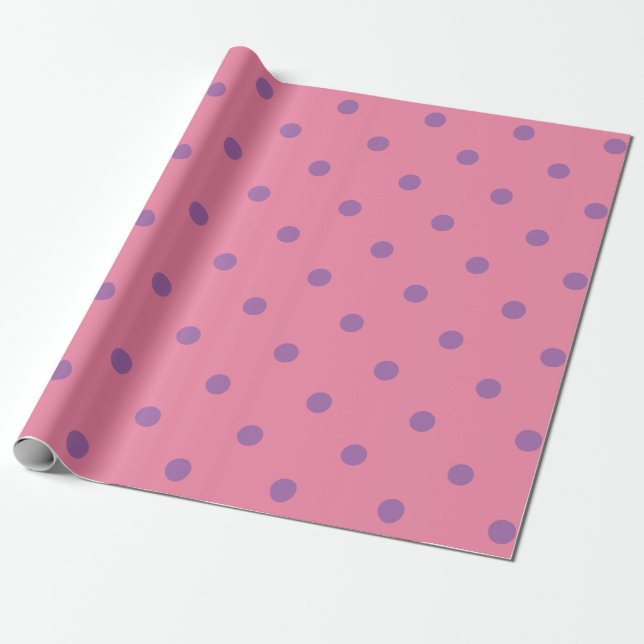 Papier Cadeau élégant pois rose violet (Déroulé)