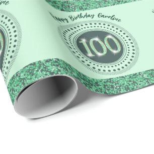 Papier cadeau élégant pour 100 ans avec paillettes