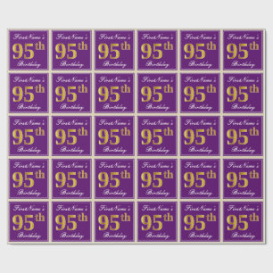 Papier Cadeau Elégant, pourpre, Faux Gold 95ème anniversaire + N