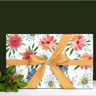 Papier Cadeau Élégant Printemps Bohème Chic Or Floral Fleur Sauv