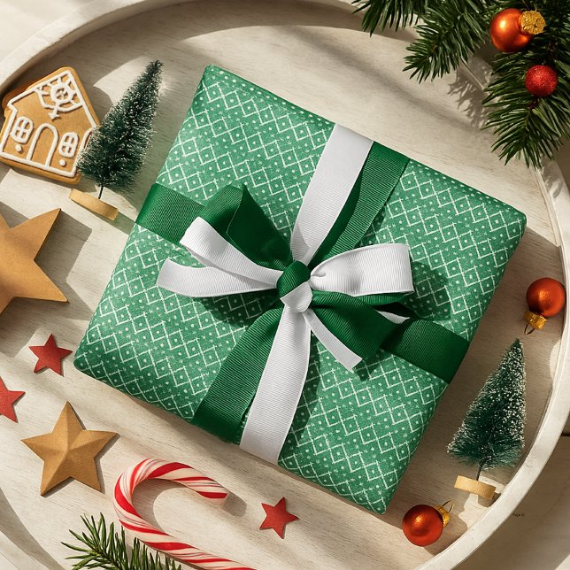 Papier Cadeau Élégant pull de Noël Motif vert sans couture (Créateur téléchargé)