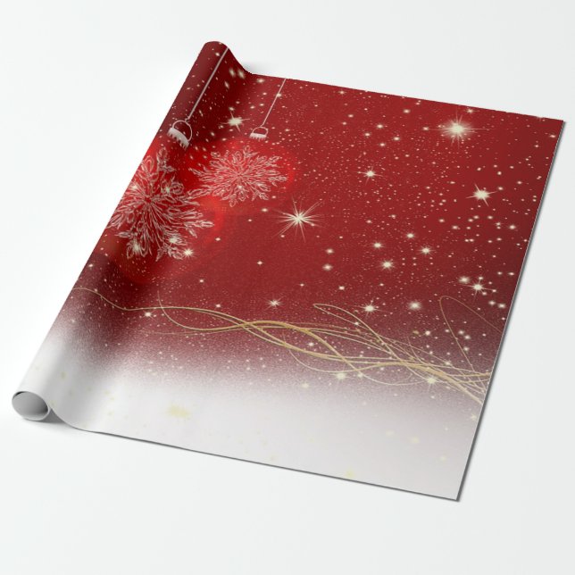 Papier Cadeau Élégant Red Christmas Ball Holiday (Déroulé)