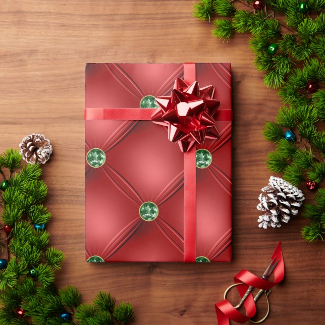 Papier Cadeau Élégant Red Green Glam Bling Holiday (Cadeau de vacances)