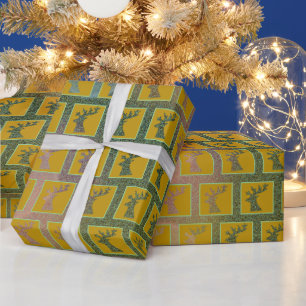 Papier Cadeau Elégant Reindeer Head Art Motif coloré