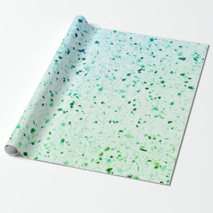 Papier Cadeau Élégant rétro bleu vert Turquoise de Terrazzo