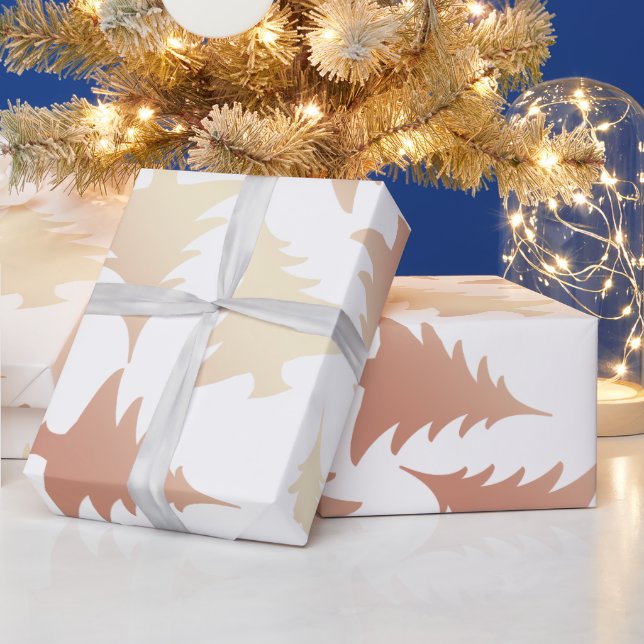 Papier Cadeau Élégant rose en cuivre or motif d'arbre de Noël (Vacances)
