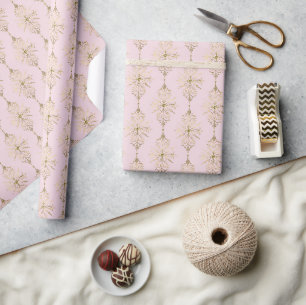 Papier Cadeau Élégant rose et or