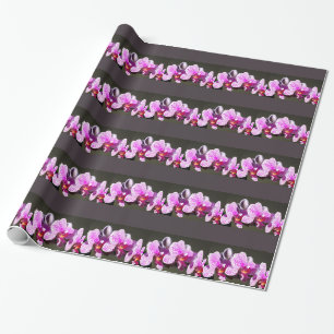 Papier Cadeau Élégant rose fleurs tropicales orchidées
