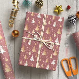 Papier Cadeau Élégant Rose Gold Noël Motif Arbre de Noël