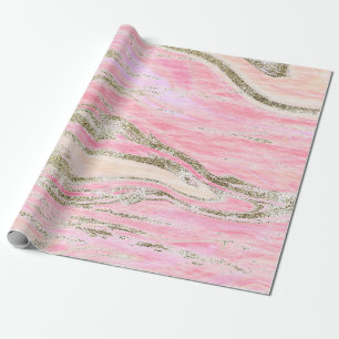 Papier Cadeau Elégant rose Parties scintillant argent  marbre Mo
