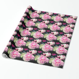 Papier Cadeau Elégant rose peony blanc floral jardin photo