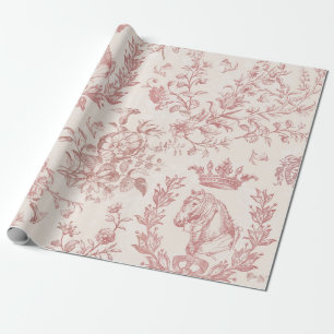 Papier Cadeau Elégant rose rose Beige Equestrio Toile Florale