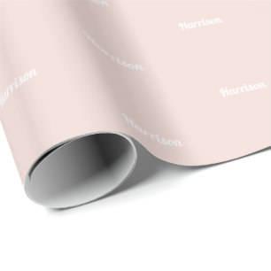 Papier Cadeau Elégant rose vif blanc nom personnalisé texte anni