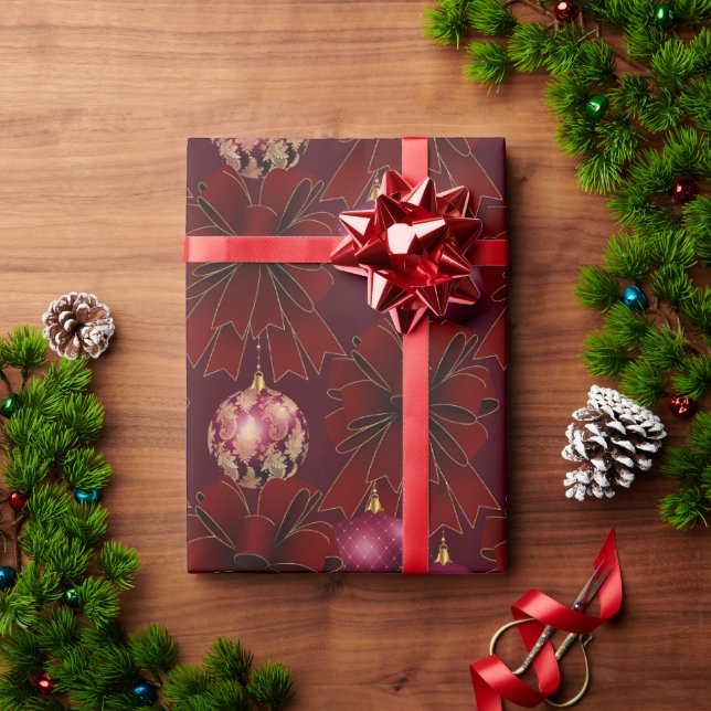 Papier Cadeau Élégant Rouge Bourgogne Vacances (Cadeau de vacances)