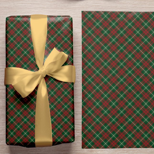 Papier Cadeau Élégant rouge rustique plaid classique Noël (The ribbon can be purchased separately - please see the collection)