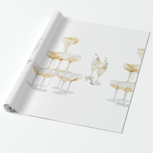 Papier Cadeau Élégant rouleau Mariage Champagne