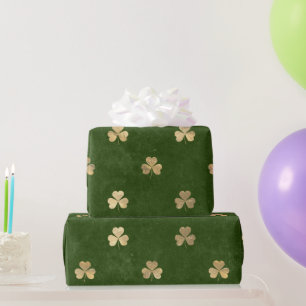 Papier Cadeau Élégant Shamrock d'or vert