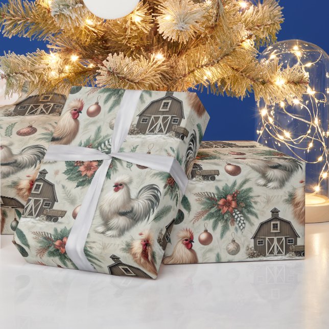 Papier Cadeau Élégant Silkie Poulet de Noël Vacances Enveloppeme (Vacances)