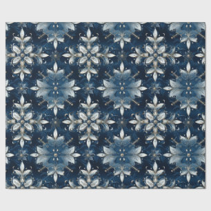 Papier Cadeau Élégant Snowflakes à bijoux bleu moderne