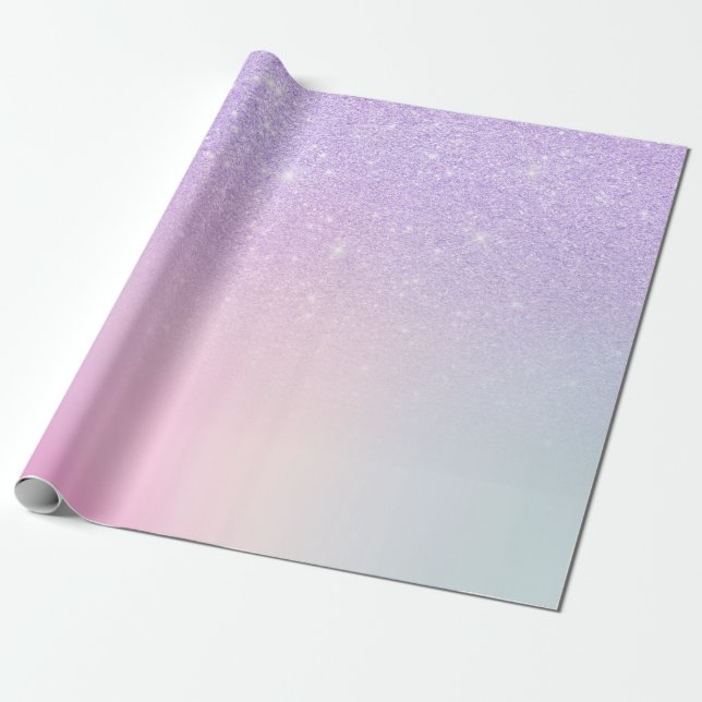 Papier Cadeau Elegant stylish girly ombre purple glitter (Déroulé)