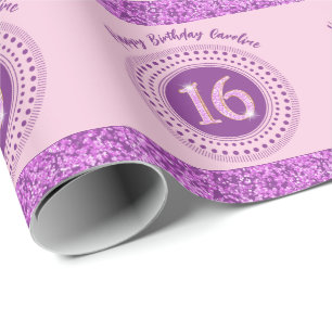 Papier Cadeau Élégant Sweet 16 Anniversaire, Parties scintillant