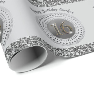 Papier Cadeau Élégant Sweet 16 Anniversaire, Parties scintillant