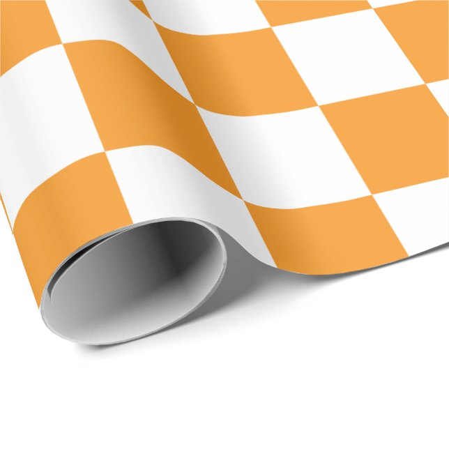 Papier Cadeau Elégant tableau blanc et orange (Coin rond)