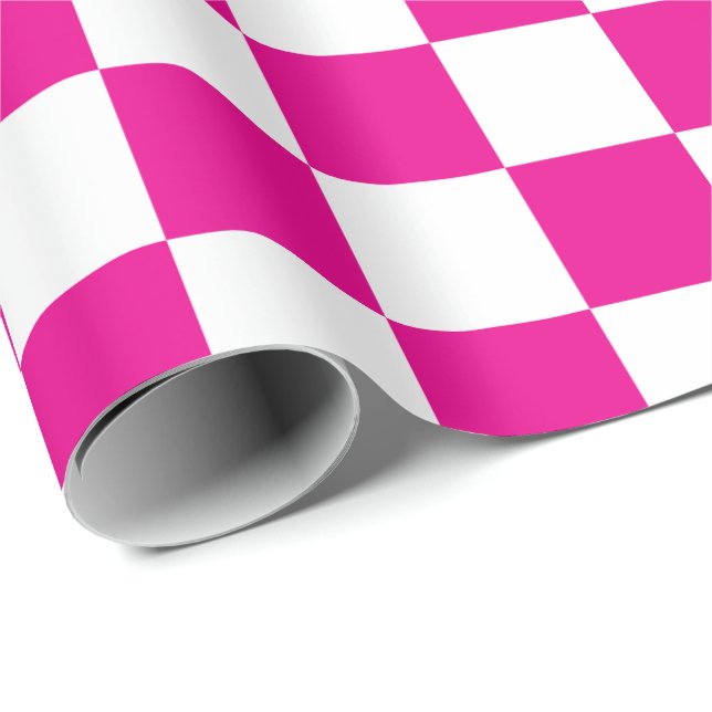Papier Cadeau Élégant tableau de bord blanc et rose chaud (Coin rond)