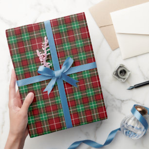 Papier Cadeau Élégant tartan à carreaux vert et rouge Personnali