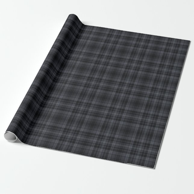 Papier Cadeau Élégant Tartan noir esthétique (Déroulé)